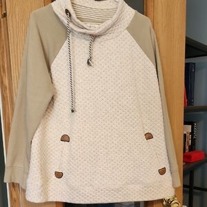 Maurices Cream and Tan Cowl Neck Sweater
